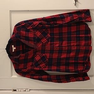 NWOT black, red and blue women's flannel shirt